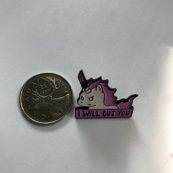 Angry Unicorn Enamel Pin NWOT - Picture 3 of 4